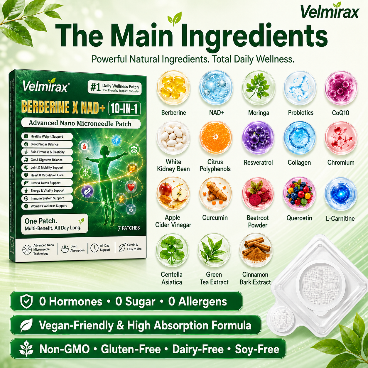 Moringa Berberine 10-IN-1 Advanced Nano Microneedle Patch